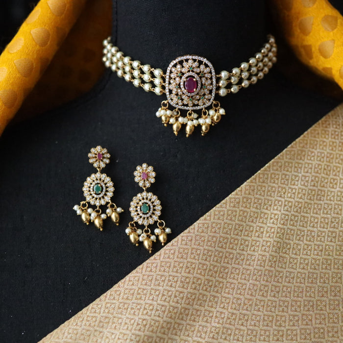 Padmini pearl choker necklace with earrings 1346322