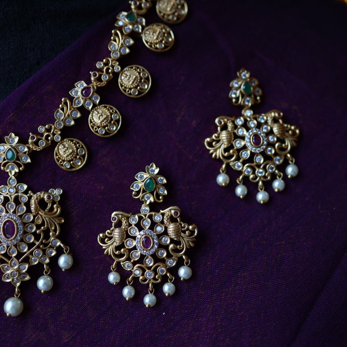 Antique short necklace with earrings S1B136