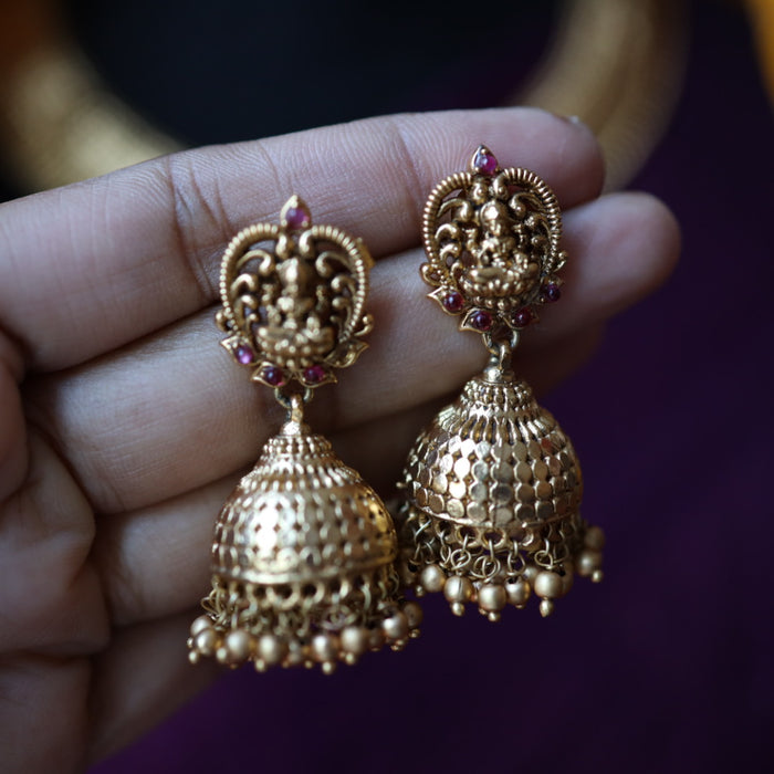 Antique gold short necklace with earrings G1001