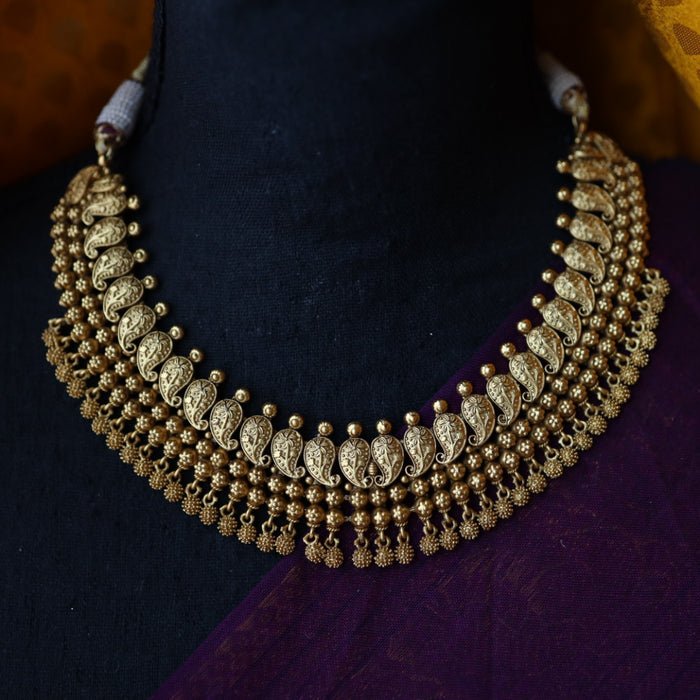 Antique gold short necklace with earrings G1003