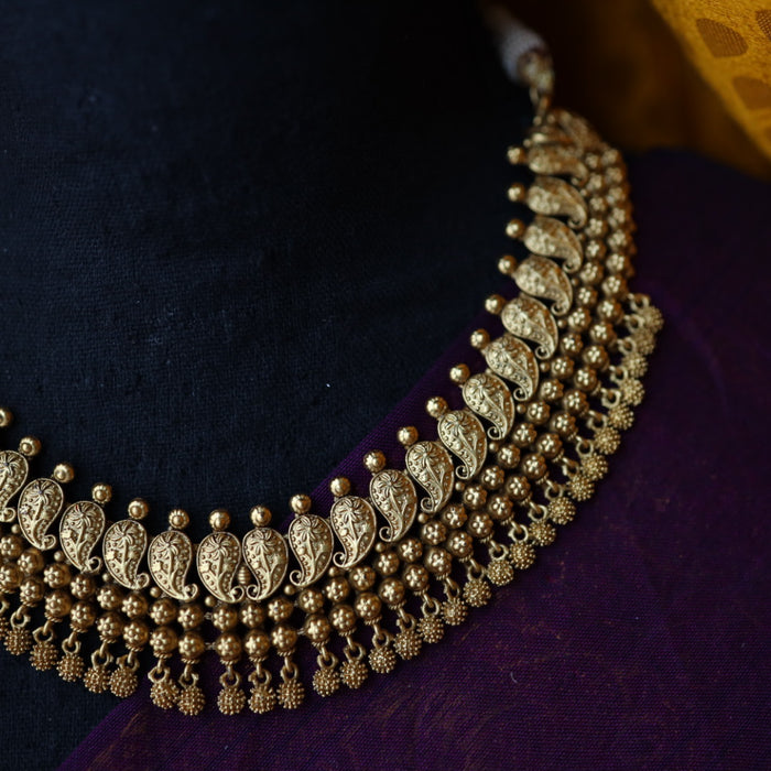 Antique gold short necklace with earrings G1003