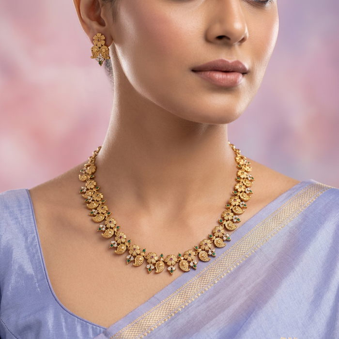 Antique simple short necklace with earrings TTS4044