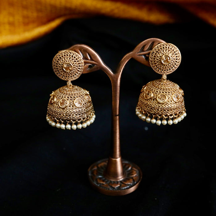 Antique gold and pearl  jumka earrings 2301323