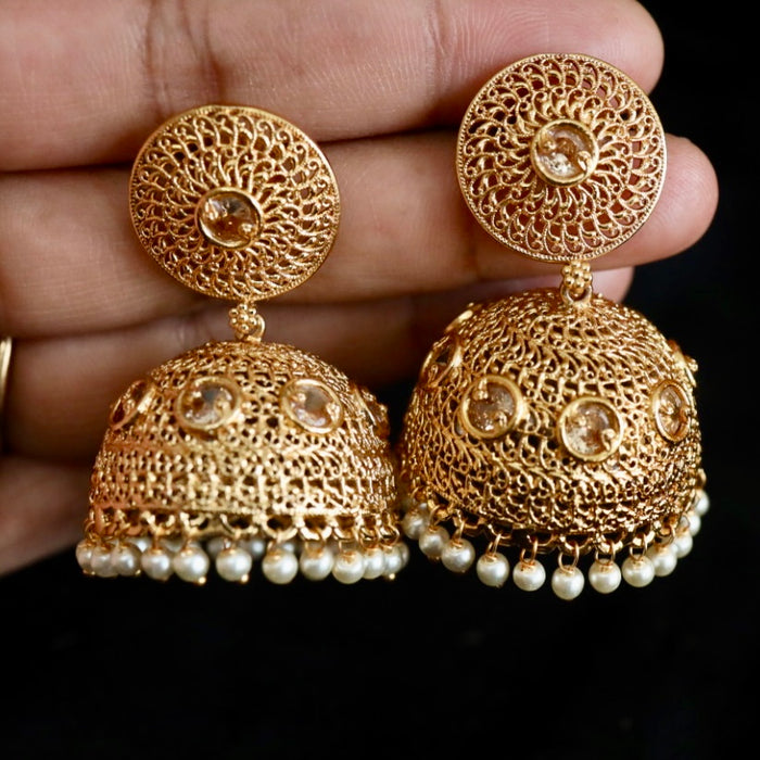 Antique gold and pearl  jumka earrings 2301323