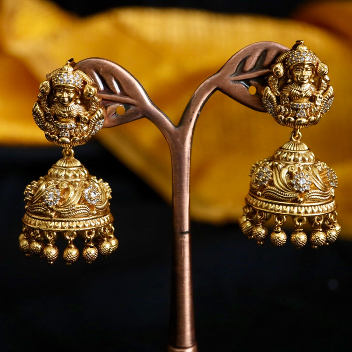 Antique gold temple design jumka earrings 230142