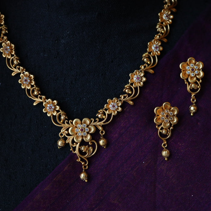 Antique simple short necklace with earrings TTS4040