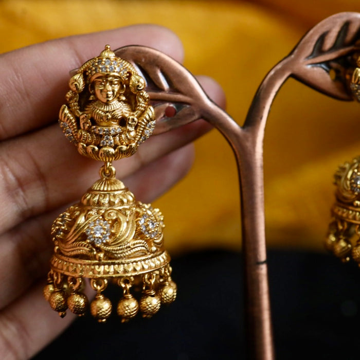 Antique gold temple design jumka earrings 230142