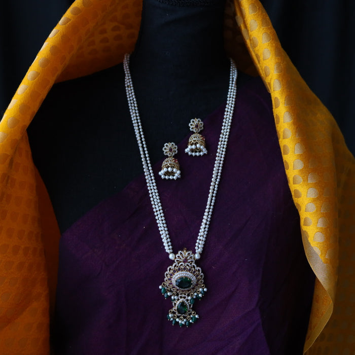 Padmini pearl long necklace with earrings PAD099