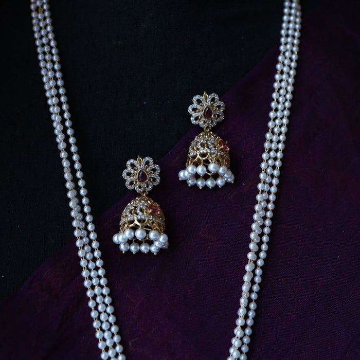 Padmini pearl long necklace with earrings PAD099