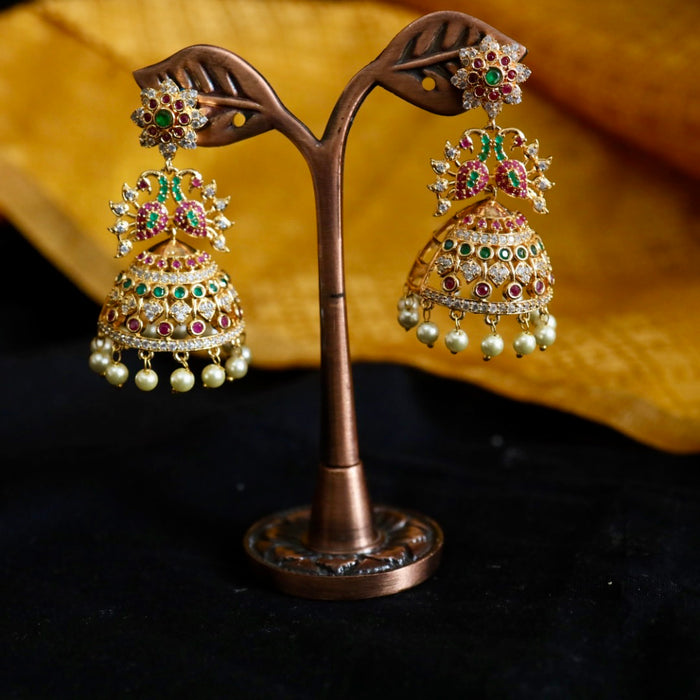 Heritage ruby green stone jumka earrings 1247688