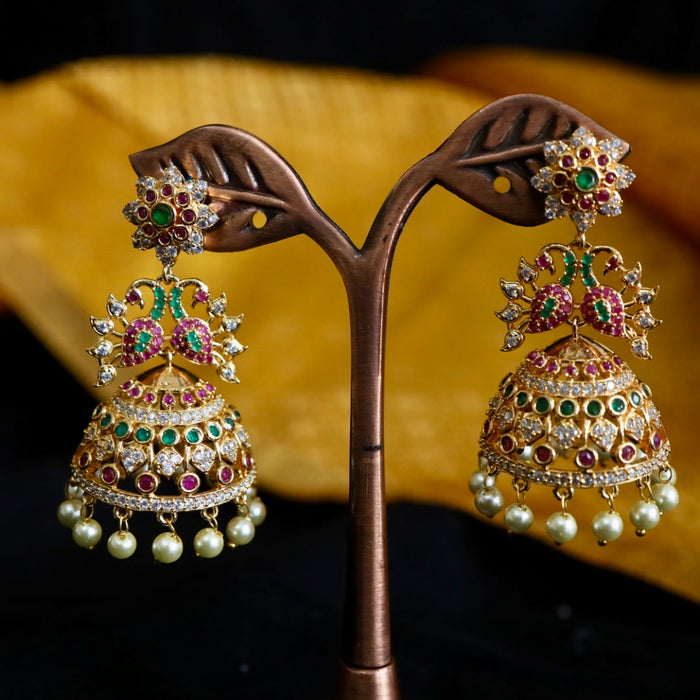 Heritage ruby green stone jumka earrings 1247688