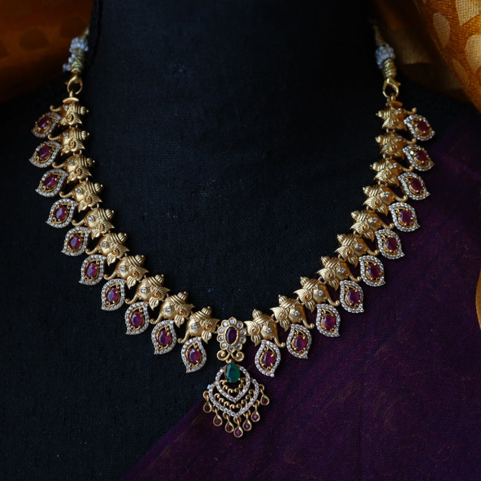 Antique short necklace with earrings TTS4046