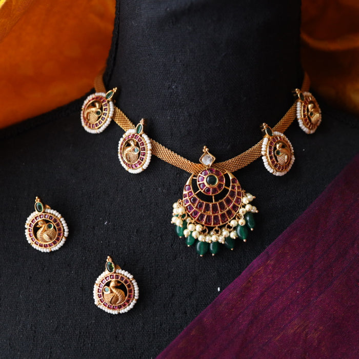 Antique short necklace with earrings TTS410