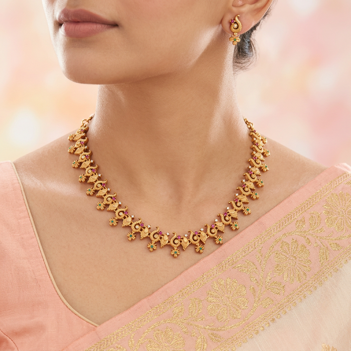Antique short necklace with earrings TTS4070