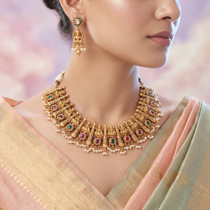 Antique short necklace with earrings SS13005