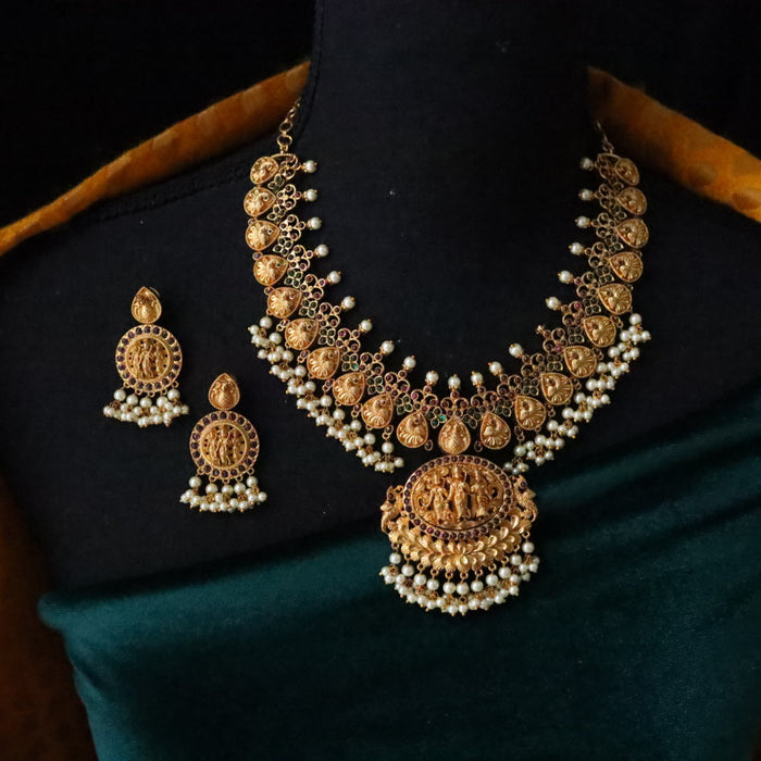 Antique short necklace and earrings 15692