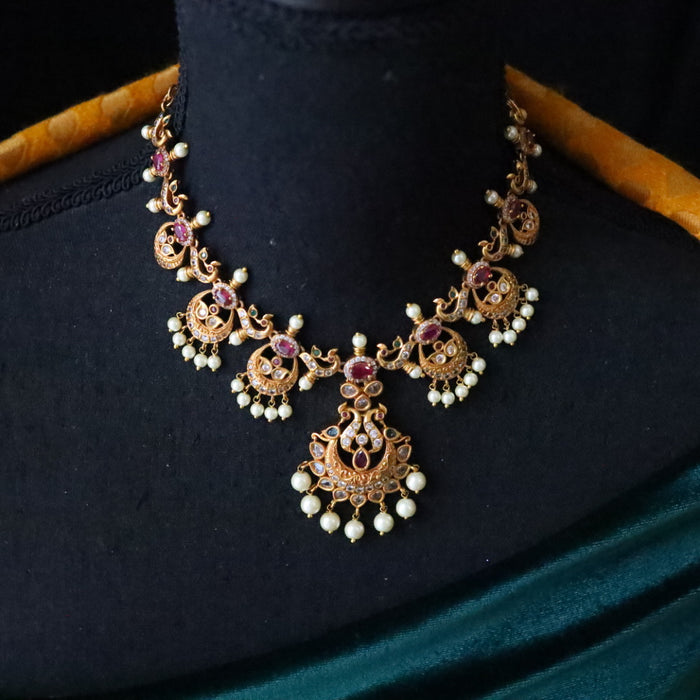 Antique short necklace and earring 15674