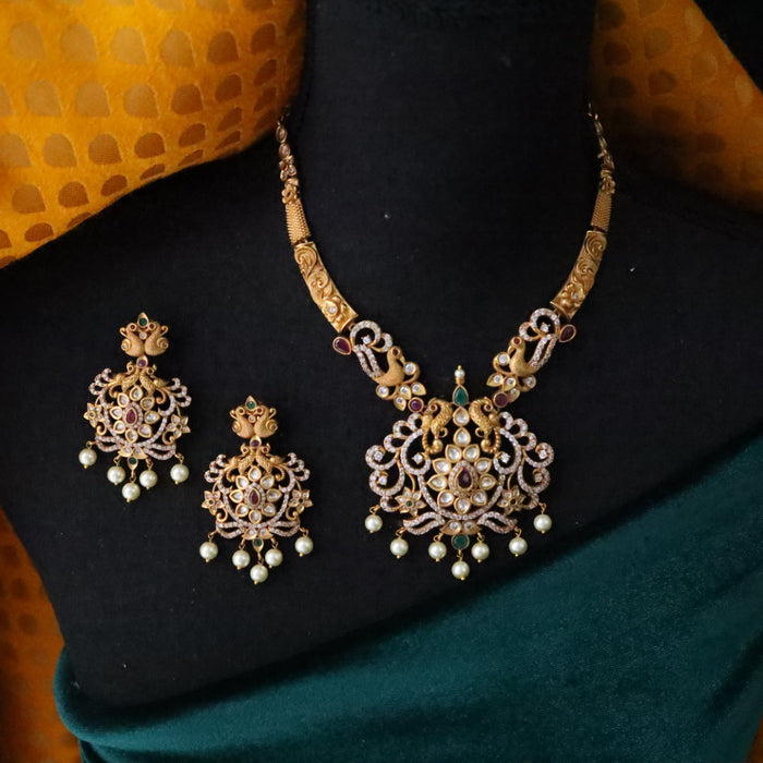Antique short temple necklace and earring  1814