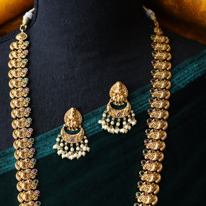 Antique temple long necklace with earrings LL010103