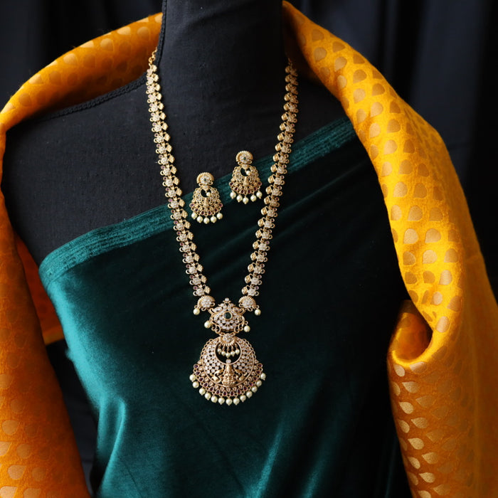 Antique temple long necklace with earrings LL010105