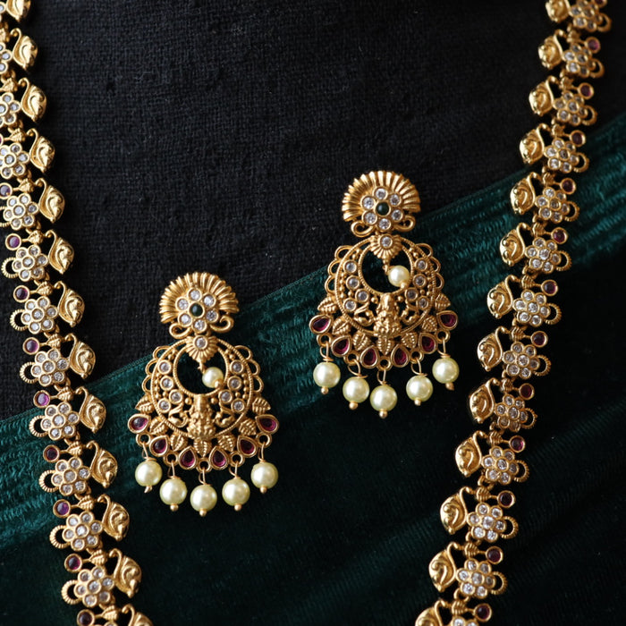 Antique temple long necklace with earrings LL010105