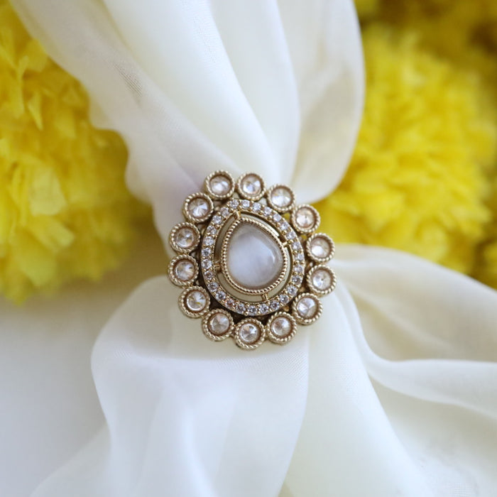 Trendy Antique stone adjustable ring - one size fits all 11346789