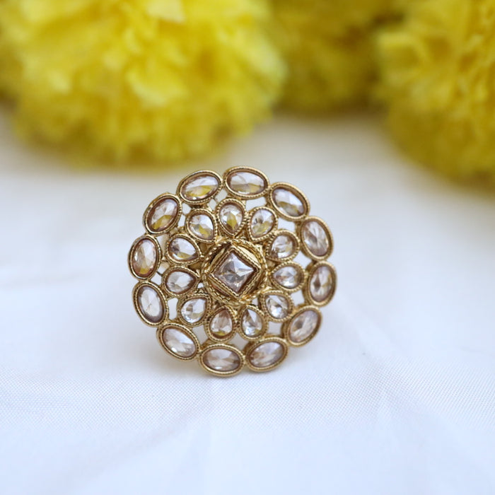 Trendy Antique stone adjustable ring - one size fits all 11346790
