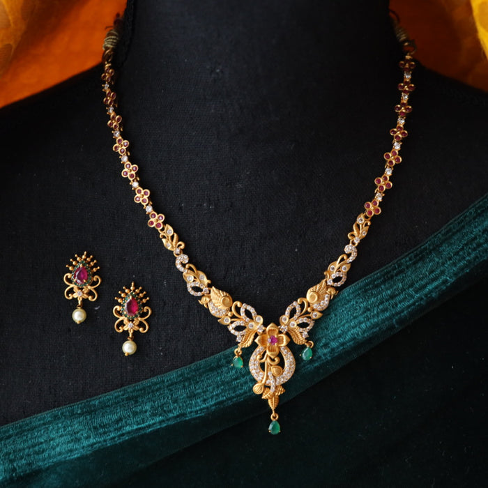 Antique short necklace with earrings TT02045