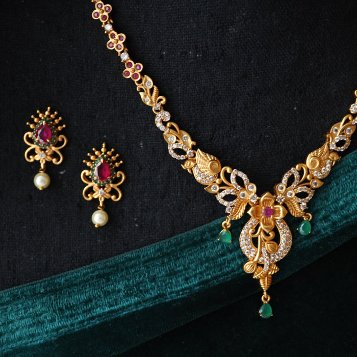 Antique short necklace with earrings TT02045