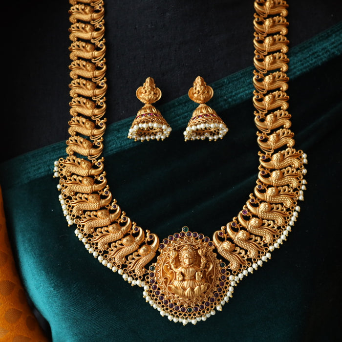 Antique long temple necklace with earrings LL04059