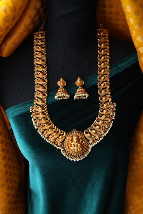 Antique long temple necklace with earrings LL04059