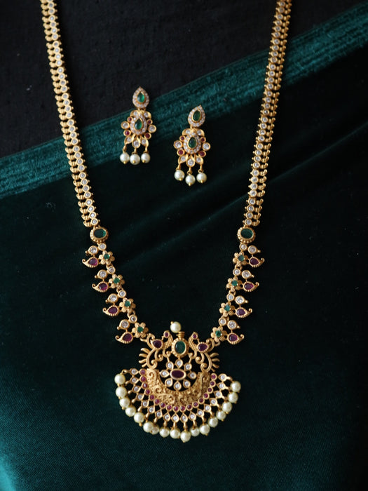 Antique long temple necklace with earrings LL03078