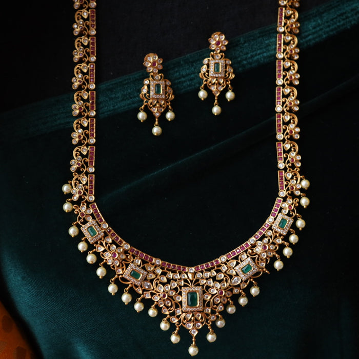 Antique long temple necklace with earrings LL03067