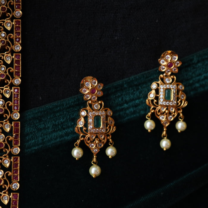 Antique long temple necklace with earrings LL03067