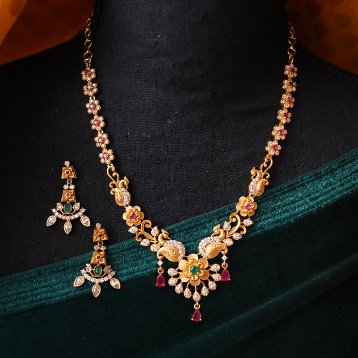 Antique simple short necklace with earrings TT02067