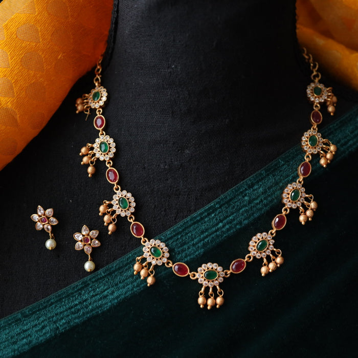 Antique short necklace with earrings TT02078