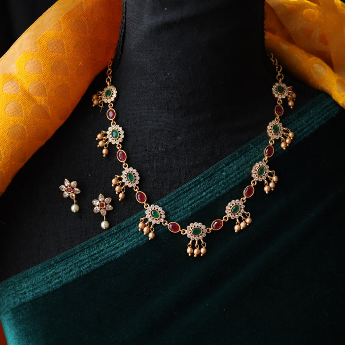 Antique short necklace with earrings TT02078