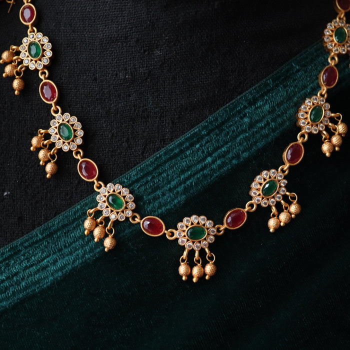 Antique short necklace with earrings TT02078