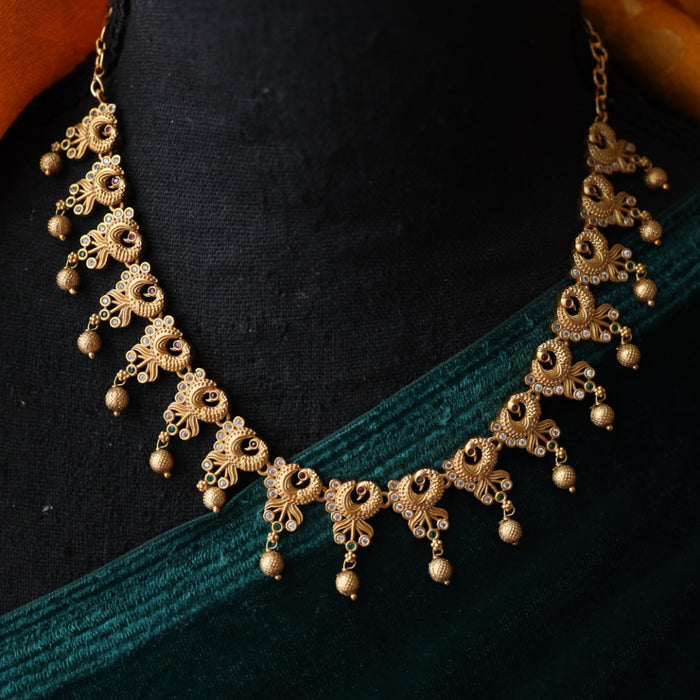 Antique gold short necklace with earrings TT02067