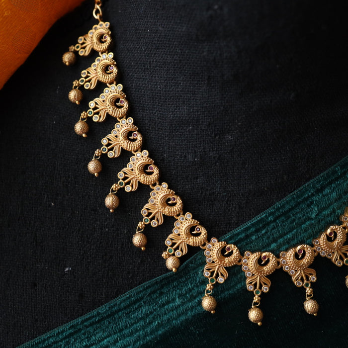 Antique gold short necklace with earrings TT02067