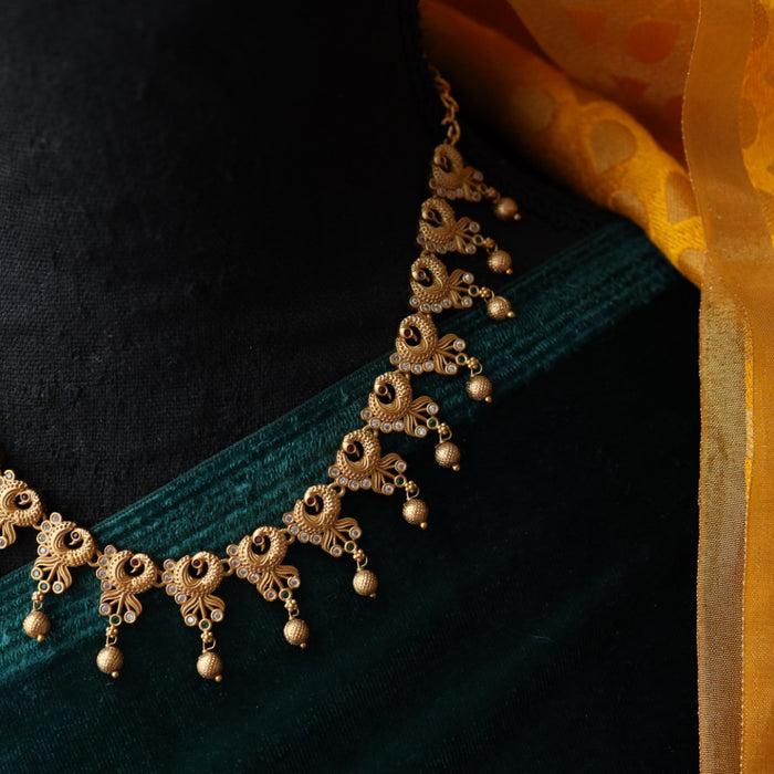 Antique gold short necklace with earrings TT02067