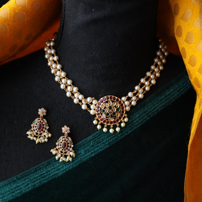 Padmini pearl choker necklace with earrings PAD087