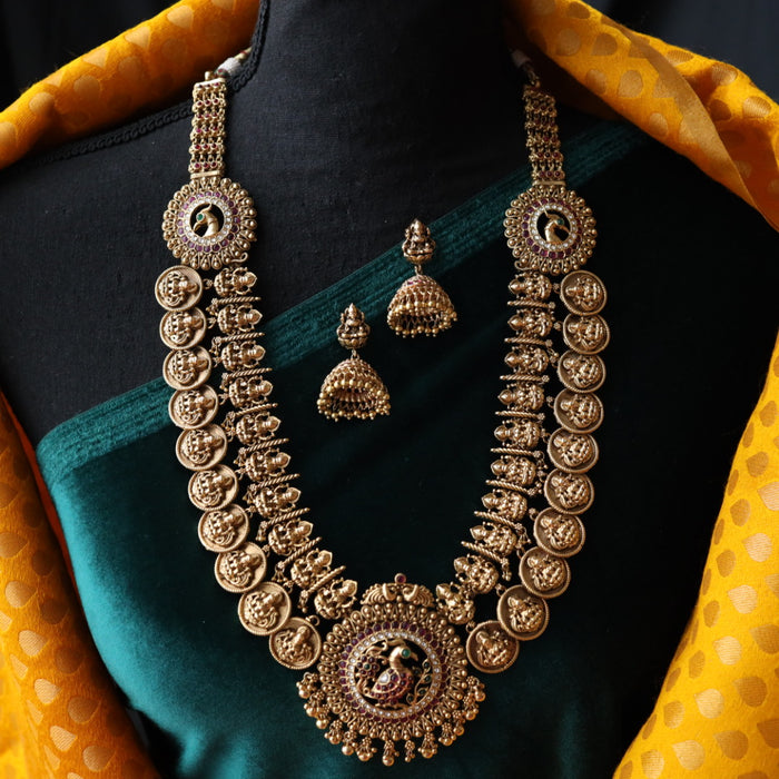 Antique long temple necklace with earrings LL04091