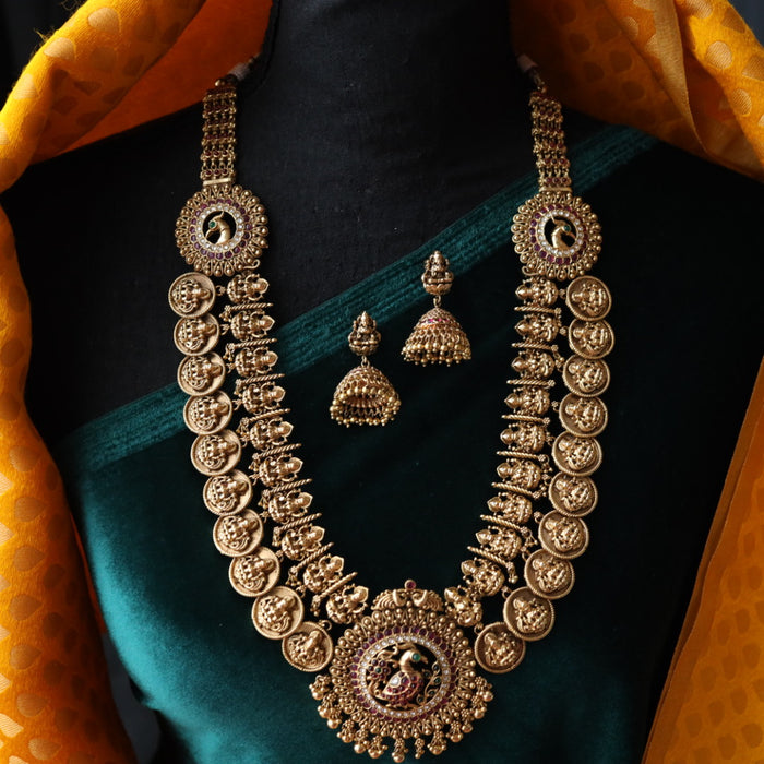 Antique long temple necklace with earrings LL04091