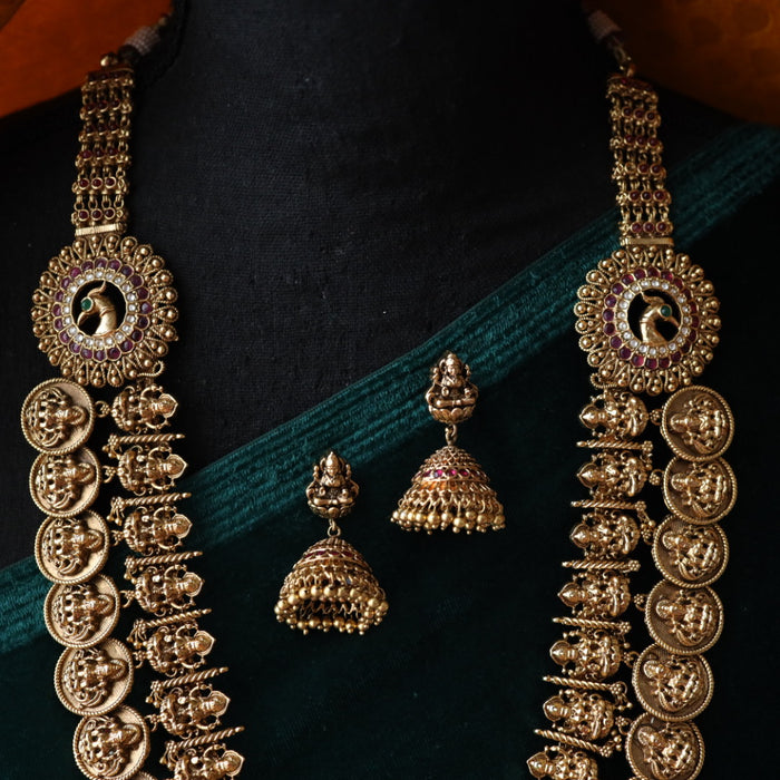 Antique long temple necklace with earrings LL04091