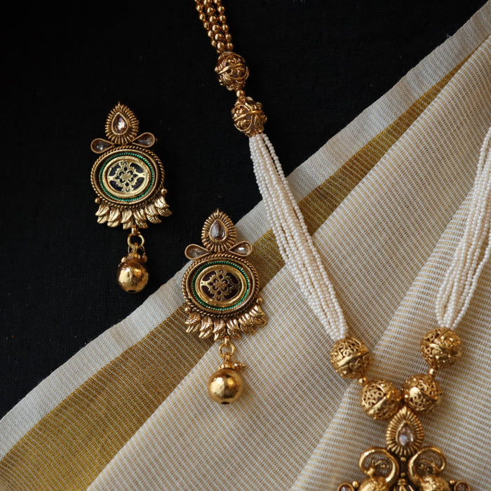 Padmini Antique long necklace with earrings PAD057