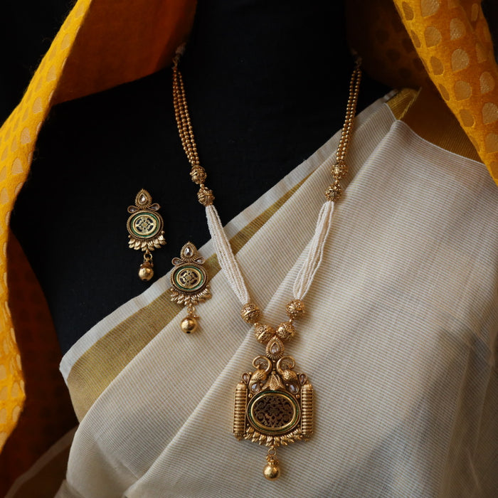 Padmini Antique long necklace with earrings PAD057