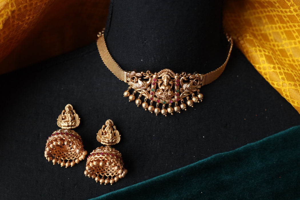 Antique temple choker necklace with earrings 988827 (Copy) (Copy)