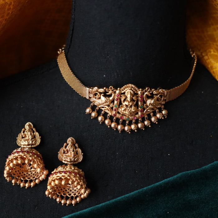 Antique temple choker necklace with earrings 988827 (Copy) (Copy)