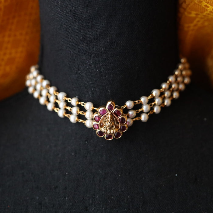 Antique Padmini pearl choker necklace with earrings 322121